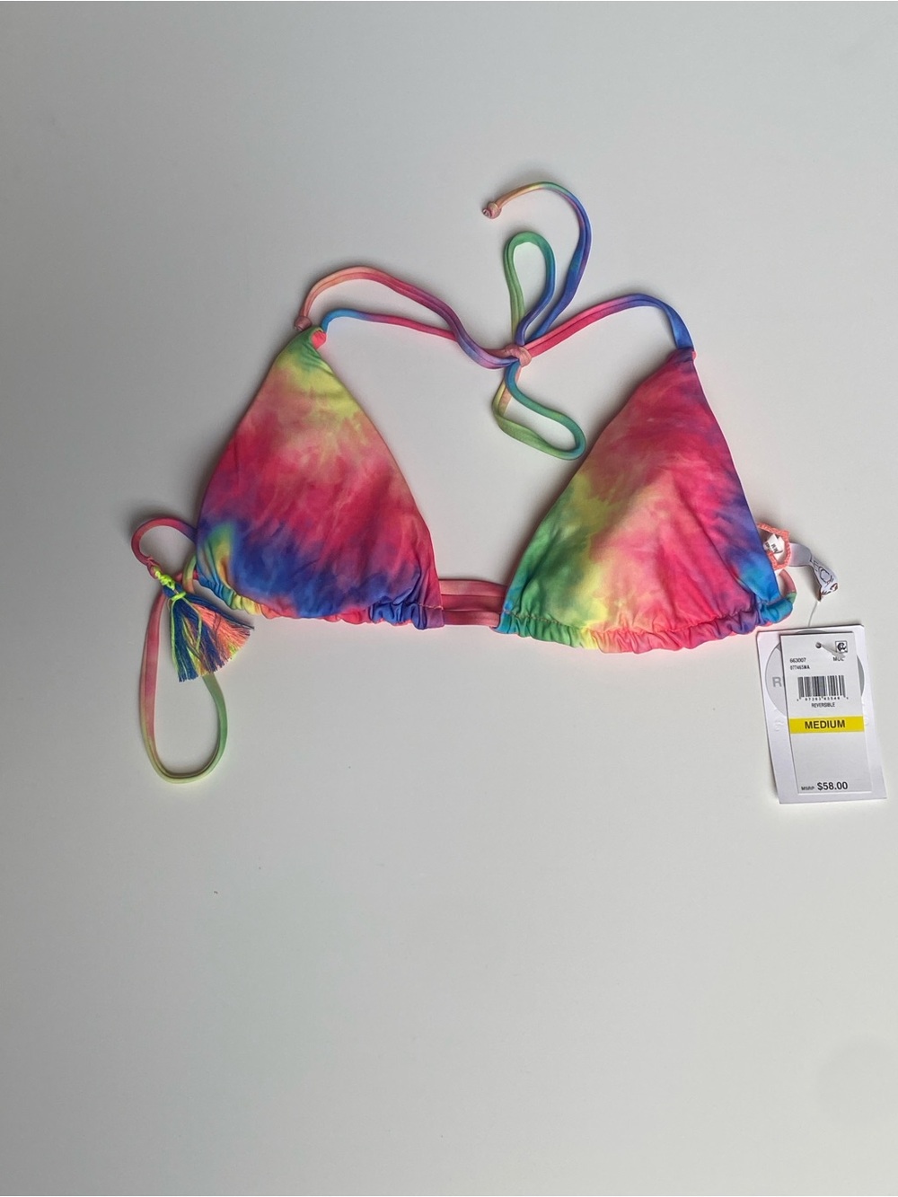 BECCA Rainbow Tie-Dye Triangle Bikini Top Medium